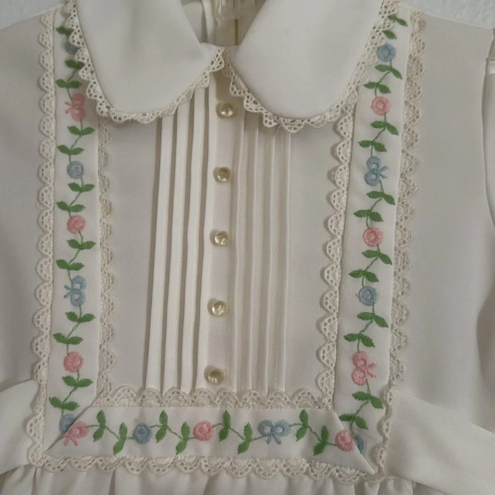 Designers Collection by Doree Selevan of Dorissa Girl White Embroidered Dress 6X